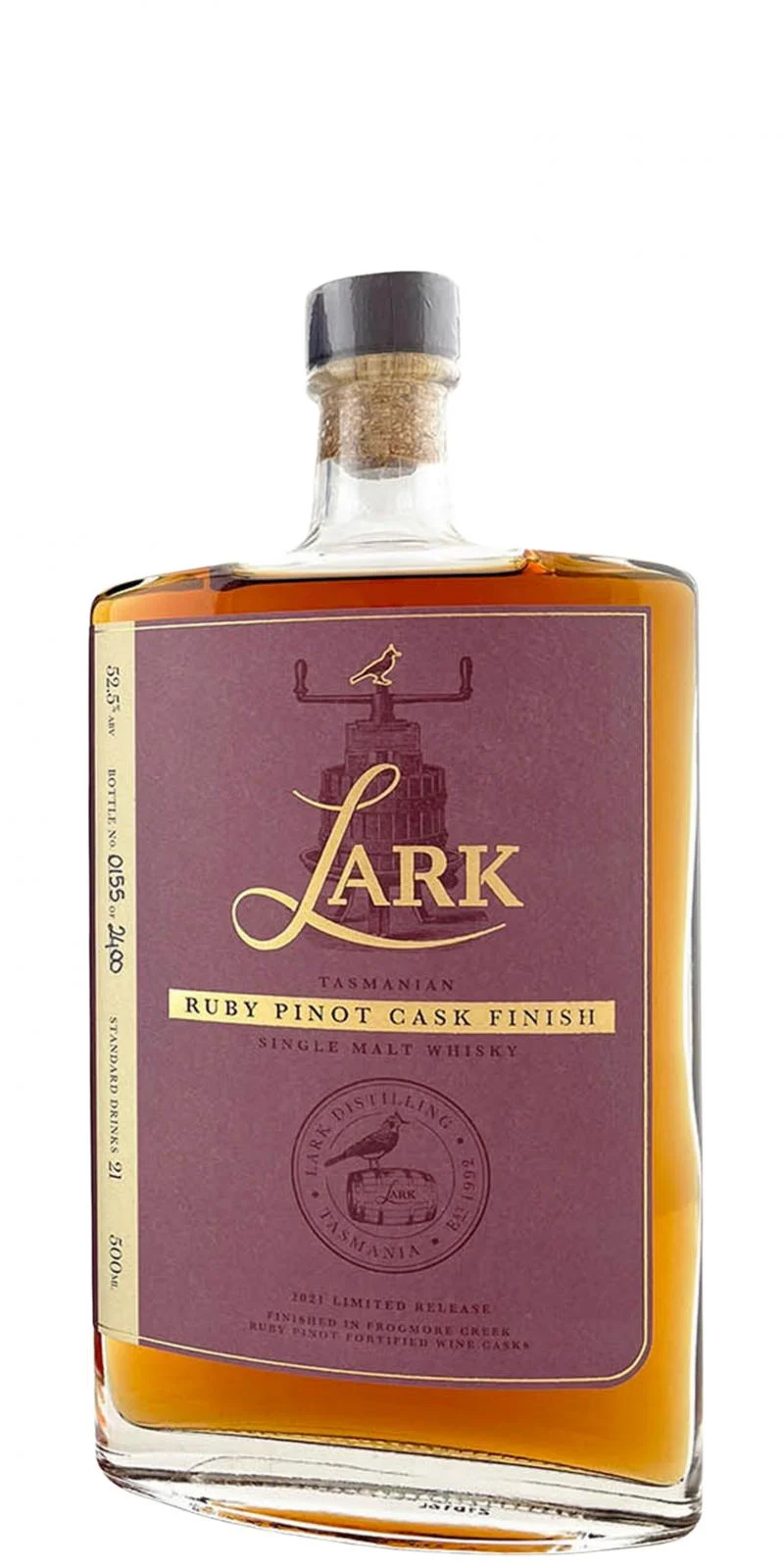 Lark Ruby Pinot Cask Finish 2021 Release Single Malt Whisky | 500ML - Whiskey