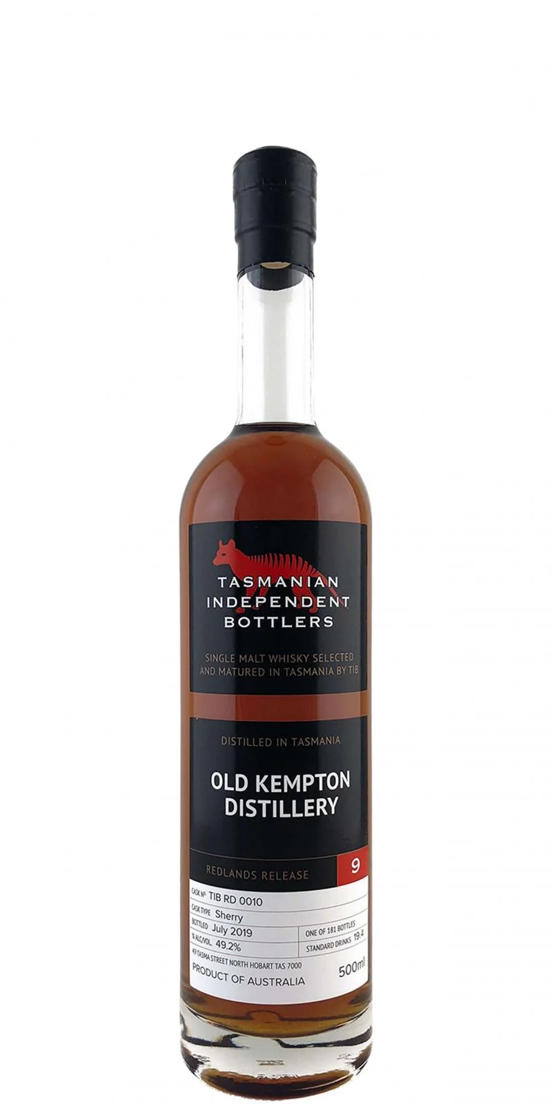 Old Kempton Redlands Release 9 TmIB (Cask #TIB RD 0010) 2019 Release Single Malt Whisky | 500ML - Whiskey