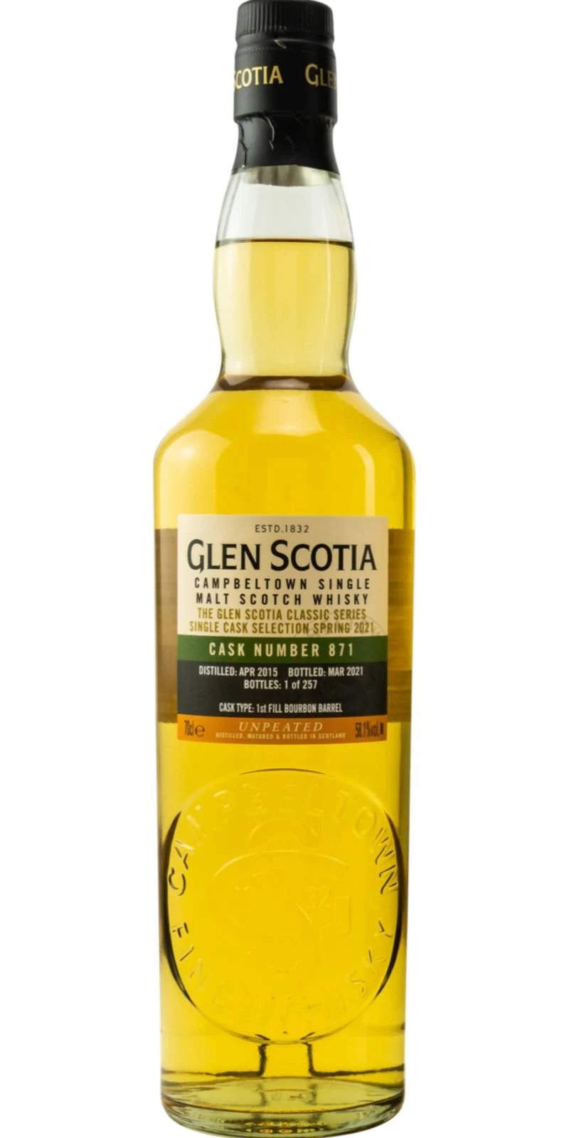 Glen Scotia 2015 Unpeated 2021 Release (Cask #871) Single Malt Scotch Whisky | 700ML - Whiskey