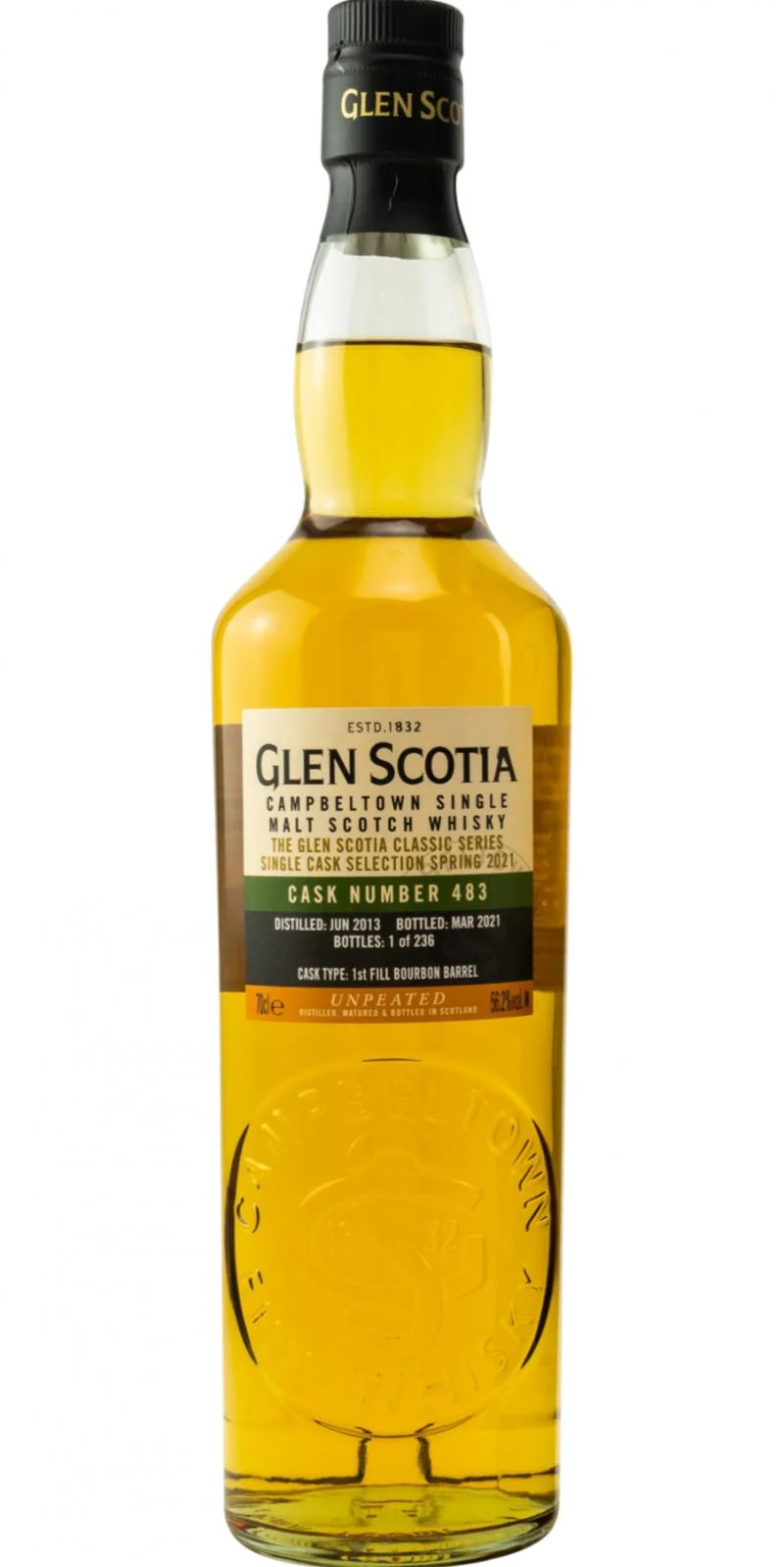 Glen Scotia 2013 Unpeated 2021 Release (Cask #483) Single Malt Scotch Whisky | 700ML - Whiskey