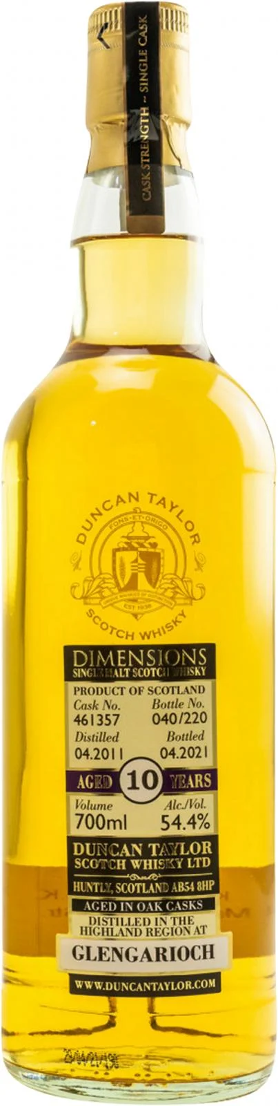 Glen Garioch 2011 DT Dimensions 10 Year Old 2021 Release (Cask #461357) Single Malt Scotch Whisky | 700ML - Whiskey