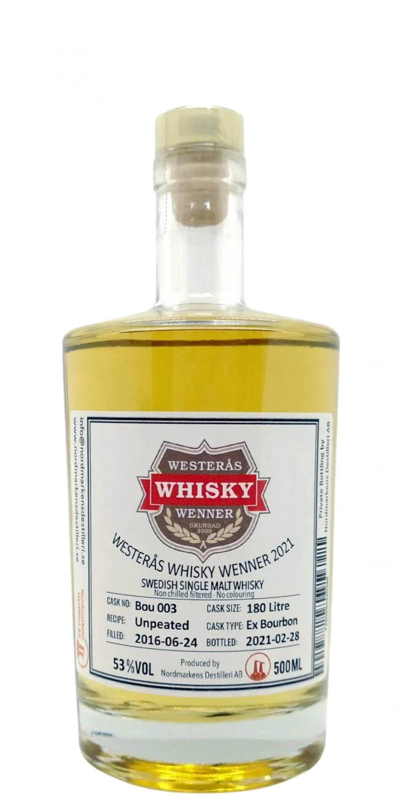 Nordmarkens 2016 Private Bottling 2021 Release Cask #Bou 003 Single Malt Whisky | 500ML - Whiskey