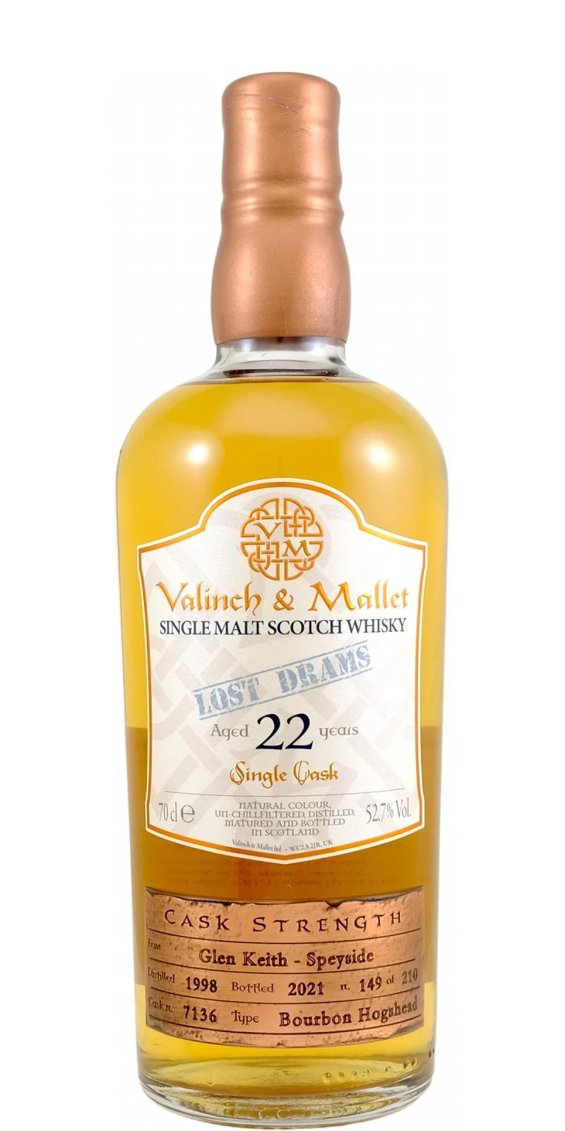 Glen Keith 1998 V&M The Lost Drams Collection 22 Year Old 2021 Release (Cask #7136) Single Malt Scotch Whisky | 700ML - Whiskey