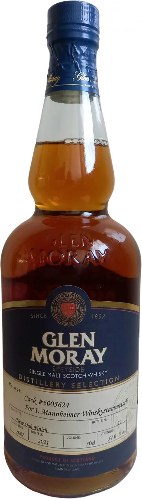Glen Moray 2007 Hand Bottled at the Distillery 2021 Release (Cask #6005624) Single Malt Scotch Whisky | 700ML - Whiskey