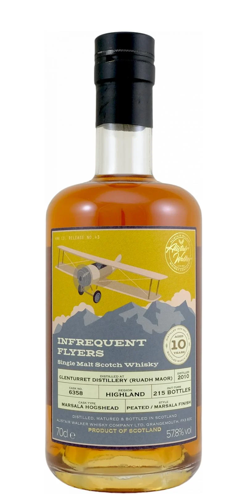Glenturret 2010 AWWC Infrequent Flyers 10 Year Old 2021 Release (Cask #6358) Single Malt Scotch Whisky | 700ML - Whiskey