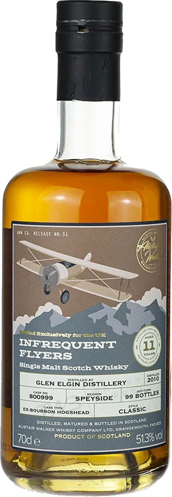 Glen Elgin 2010 AWWC Infrequent Flyers 11 Year Old 2021 Release (Cask #800999) Single Malt Scotch Whisky | 700ML - Whiskey