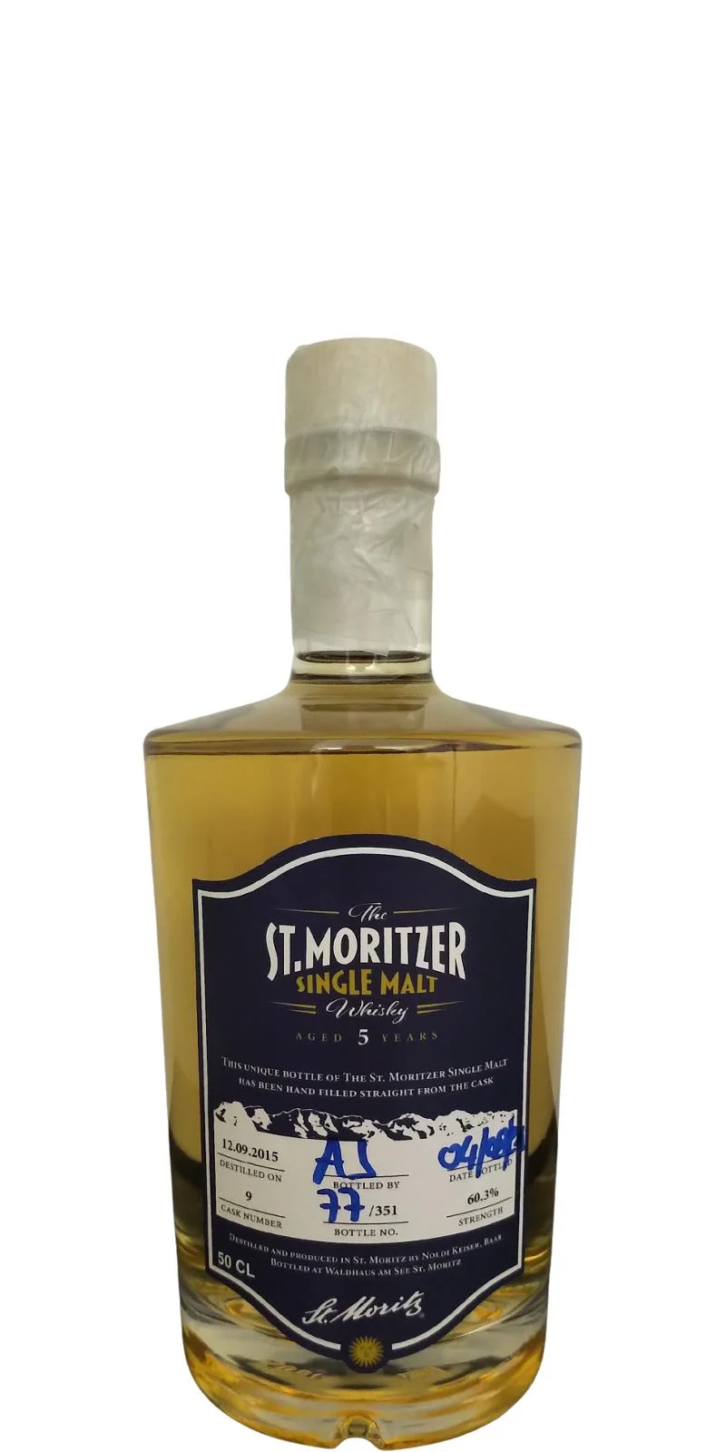 St. Moritzer 2015 Handfilled - Distillery only 5 Year Old 2021 Release Cask #9 Single Malt Whisky | 500ML