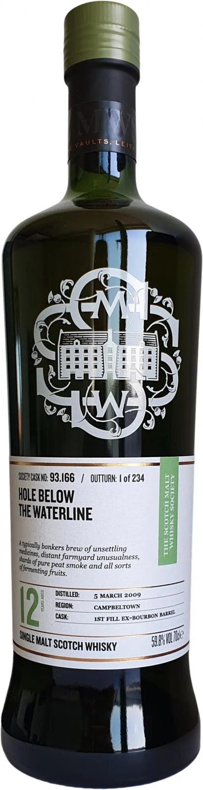 Glen Scotia 2009 SMWS 93.166 Hole below the waterline 12 Year Old 2021 Release (Cask #93.166) Single Malt Scotch Whisky | 700ML - Whiskey