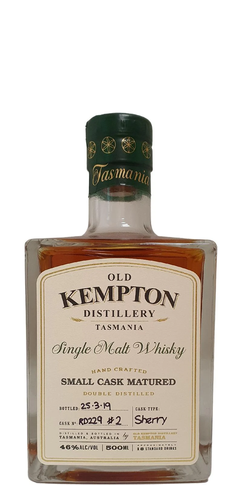 Old Kempton Sherry Cask (Cask #RD229) 2019 Release Single Malt Whisky | 500ML - Whiskey