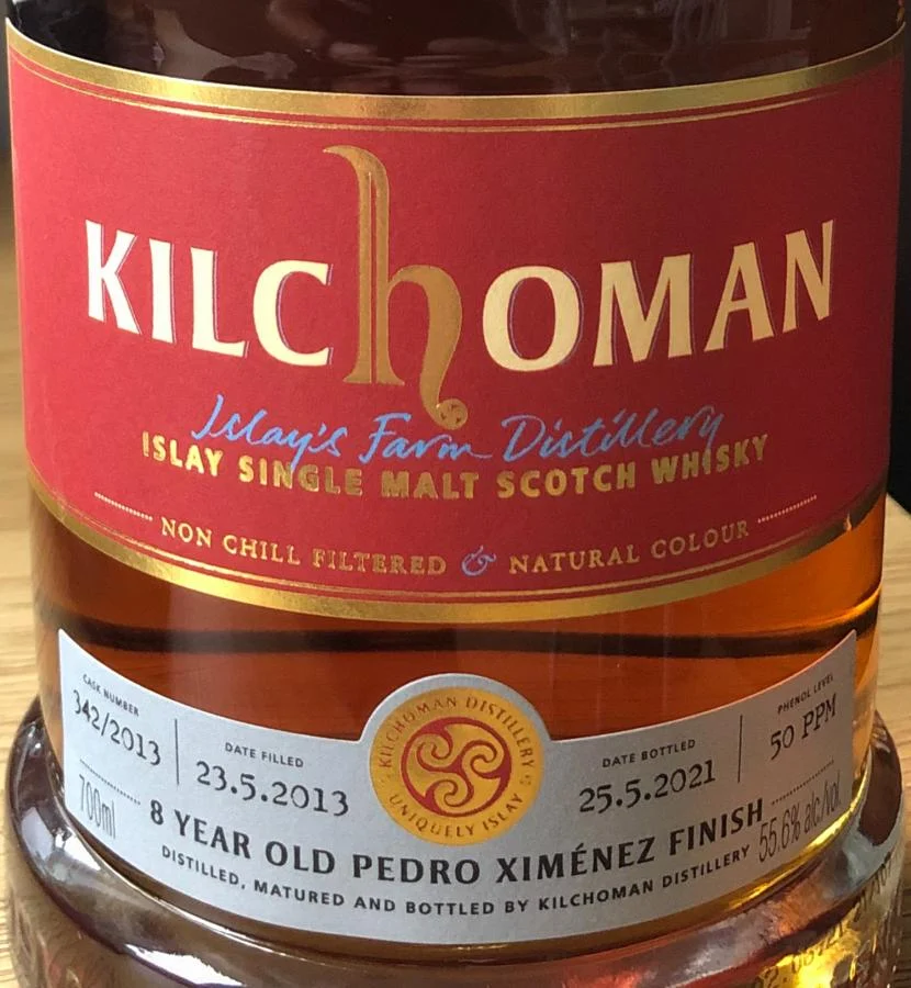 Kilchoman 2013 Pedro Ximénez de 8 años Finish 8 años Lanzamiento en 2021 (Barrica n.º 342/2013) Whisky escocés de malta única | 700ML