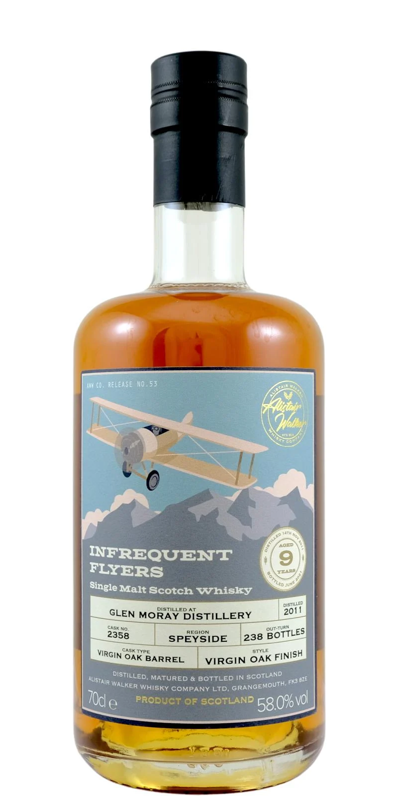 Glen Moray 2011 AWWC Infrequent Flyers 9 Year Old 2021 Release (Cask #2358) Single Malt Scotch Whisky | 700ML - Whiskey