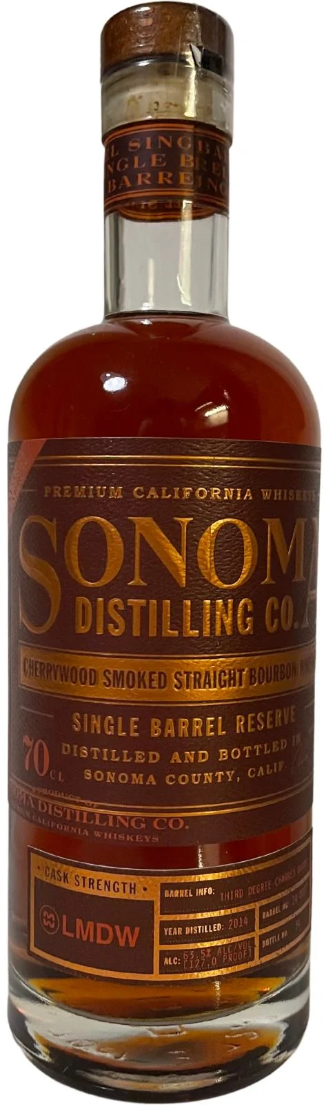 Sonoma Distilling Co. Cherrywood Smoked ( Barrel # 15-0463) 2015 Straight Bourbon Whiskey