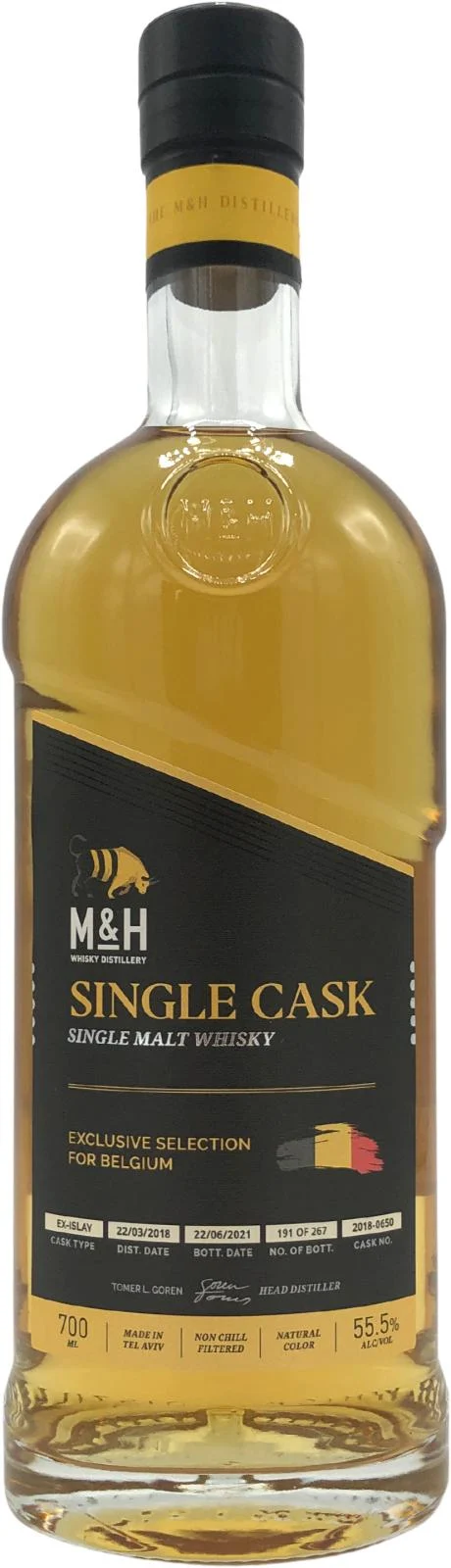 M&H 2018 Single Cask - Exclusive selection for Belgium 2021 Release (Cask #2018-0650) Single Malt Whisky | 700ML