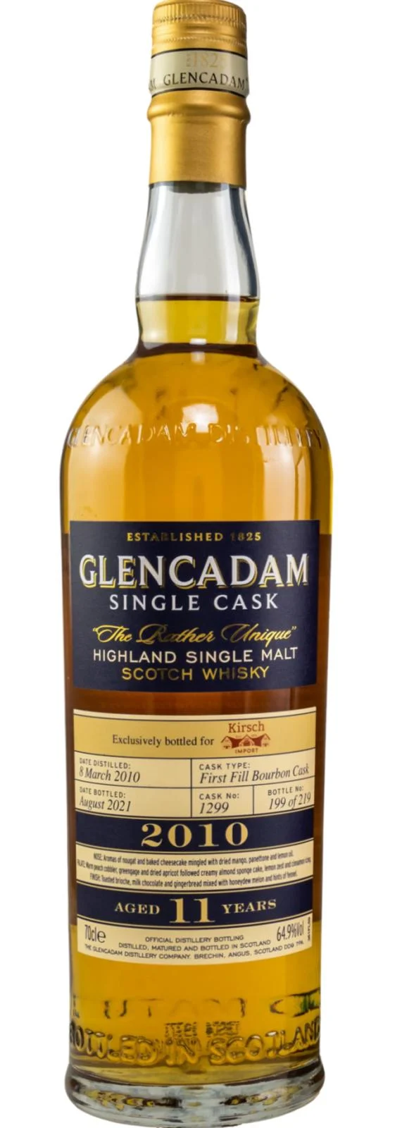 Glencadam 2010 Single Cask 11 Year Old 2021 Release (Cask #1299) Single Malt Scotch Whisky | 700ML - Whiskey