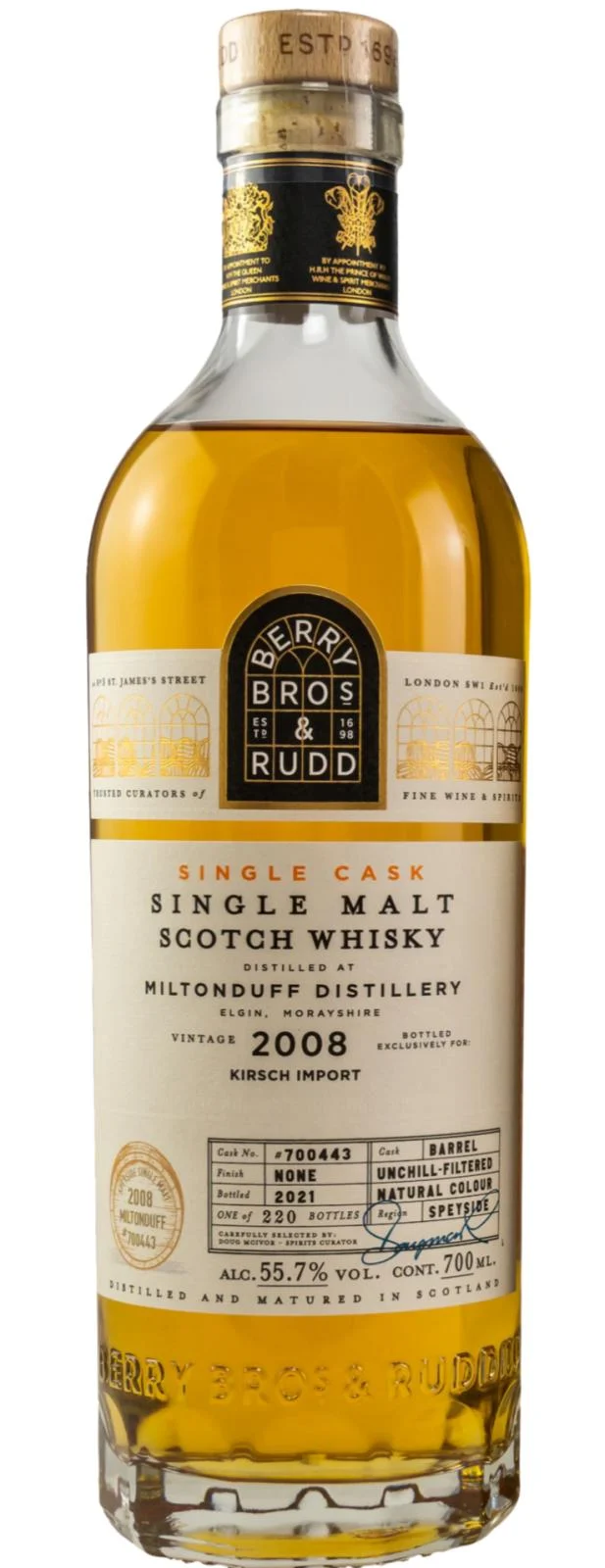 Miltonduff 2008 BR Single Cask 2021 Release (Cask #700443) Single Malt Scotch Whisky | 700ML - Whiskey