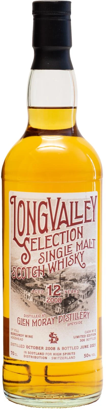 Glen Moray 2008 HSD Longvalley Selection 12 Year Old 2021 Release (Cask #2) Single Malt Scotch Whisky | 700ML - Whiskey