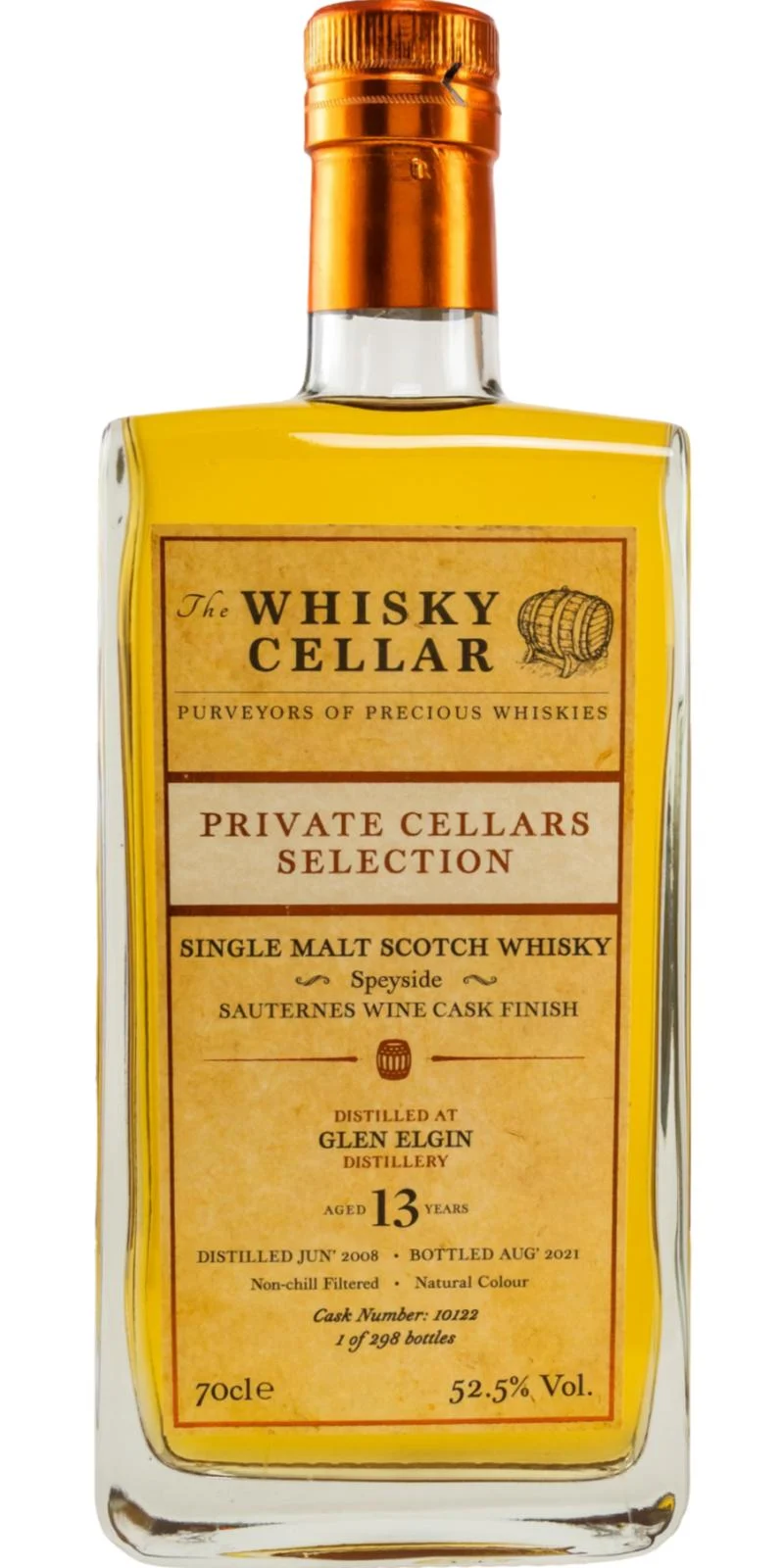 Glen Elgin 2008 TWCe Private Cellars Selection 13 Year Old 2021 Release (Cask #10122) Single Malt Scotch Whisky | 700ML - Whiskey