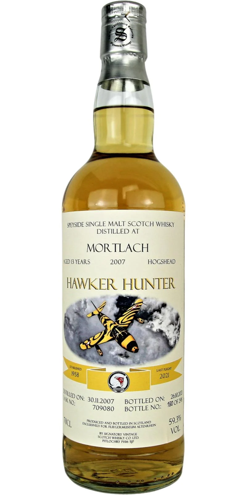 Mortlach 2007 SV Hawker Hunter 13 Year Old 2021 Release (Cask #709080) Single Malt Scotch Whisky | 700ML - Whiskey