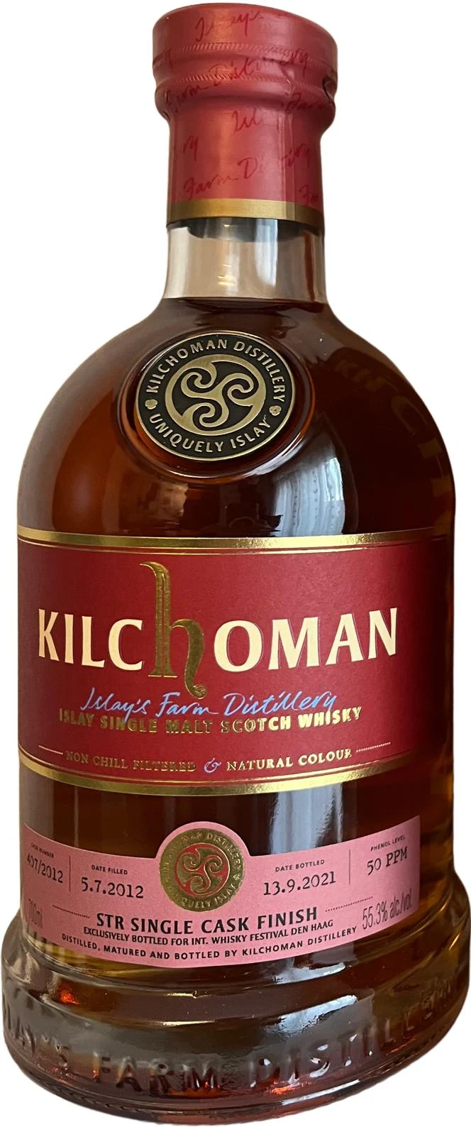 Kilchoman 2012 STR Single Cask Finish 8 Year Old 2021 Release (Cask #407/2012) Single Malt Scotch Whisky | 700ML - Whiskey