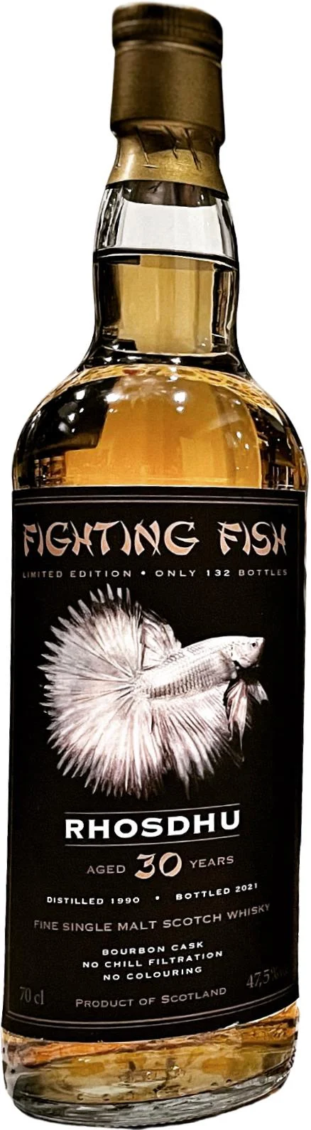 Old Rhosdhu 1990 JW Fighting Fish 30 Year Old 2021 Release Single Malt Scotch Whisky | 700ML