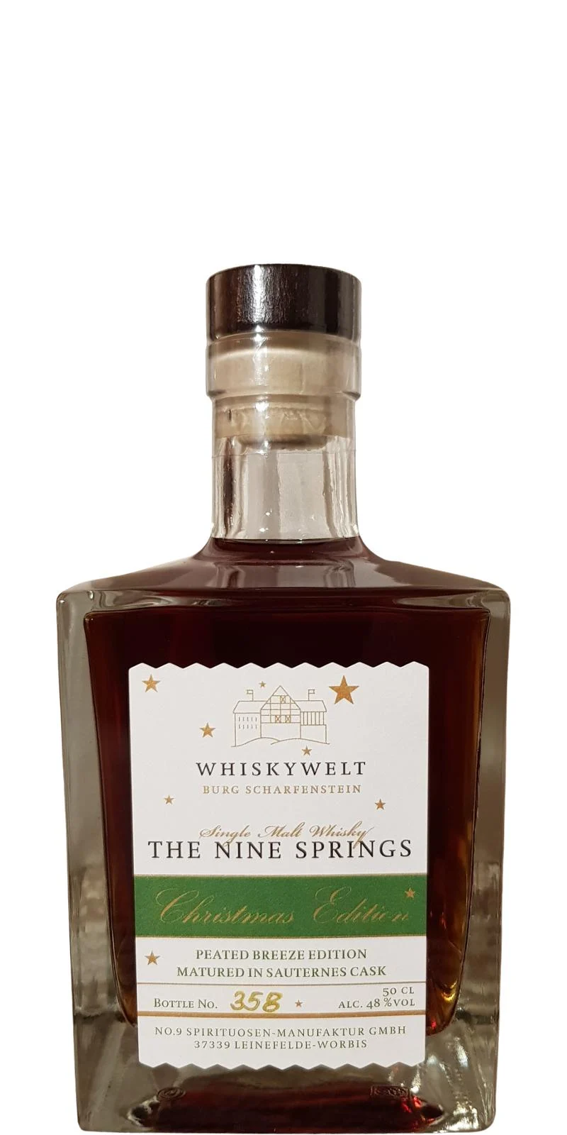 The Nine Springs Whiskywelt Burg Scharfenstein Peated Breeze Edition Lanzamiento 2021 Whisky de malta única | 500ML
