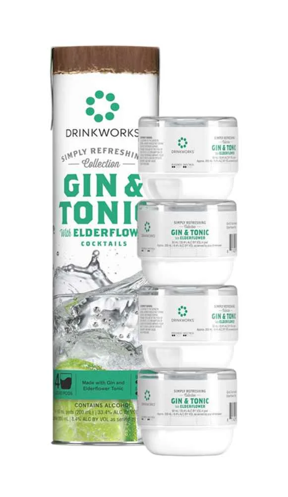 Drinkworks Gin & Tonic with Elderflower Tube (4x Pods) | 4x50ML - Spirit