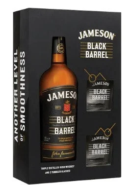 Jameson Black Barrel Gift Set with 2 Tumbler Glasses - Whiskey
