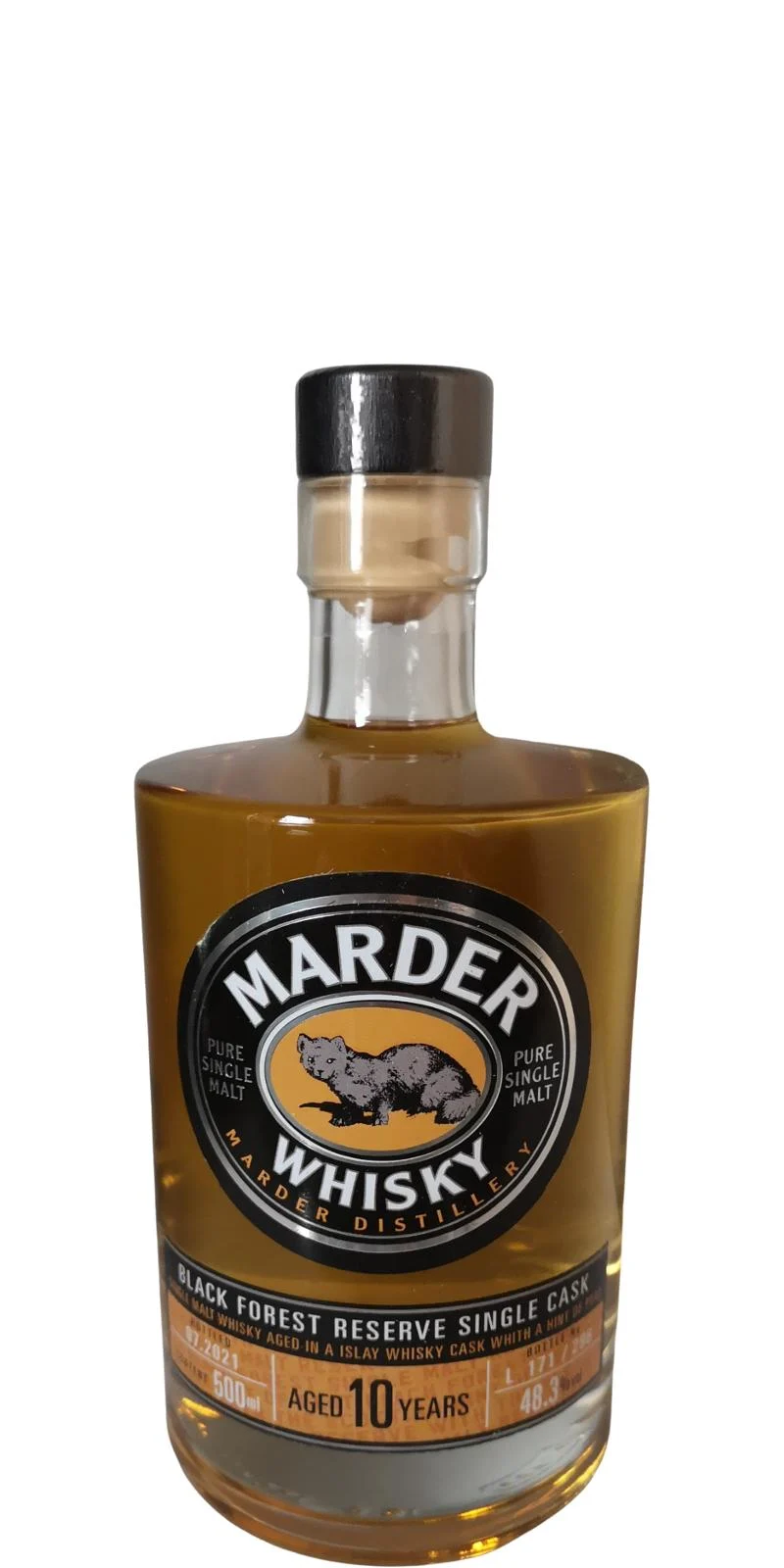 Marder 2011 Single Cask Peated 10 Year Old 2021 Release Single Malt Whisky | 500ML - Whiskey