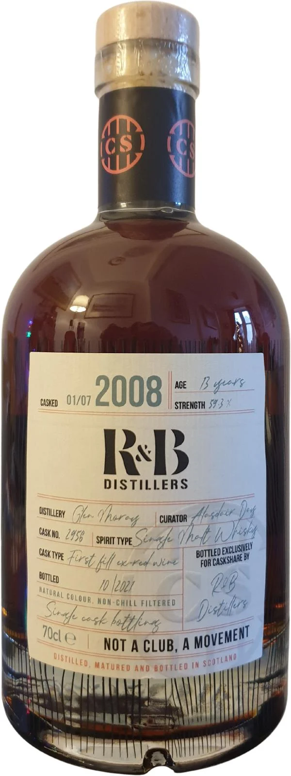 Glen Moray 2008 Csks 13 Year Old 2021 Release (Cask #2956) Single Malt Scotch Whisky | 700ML - Whiskey
