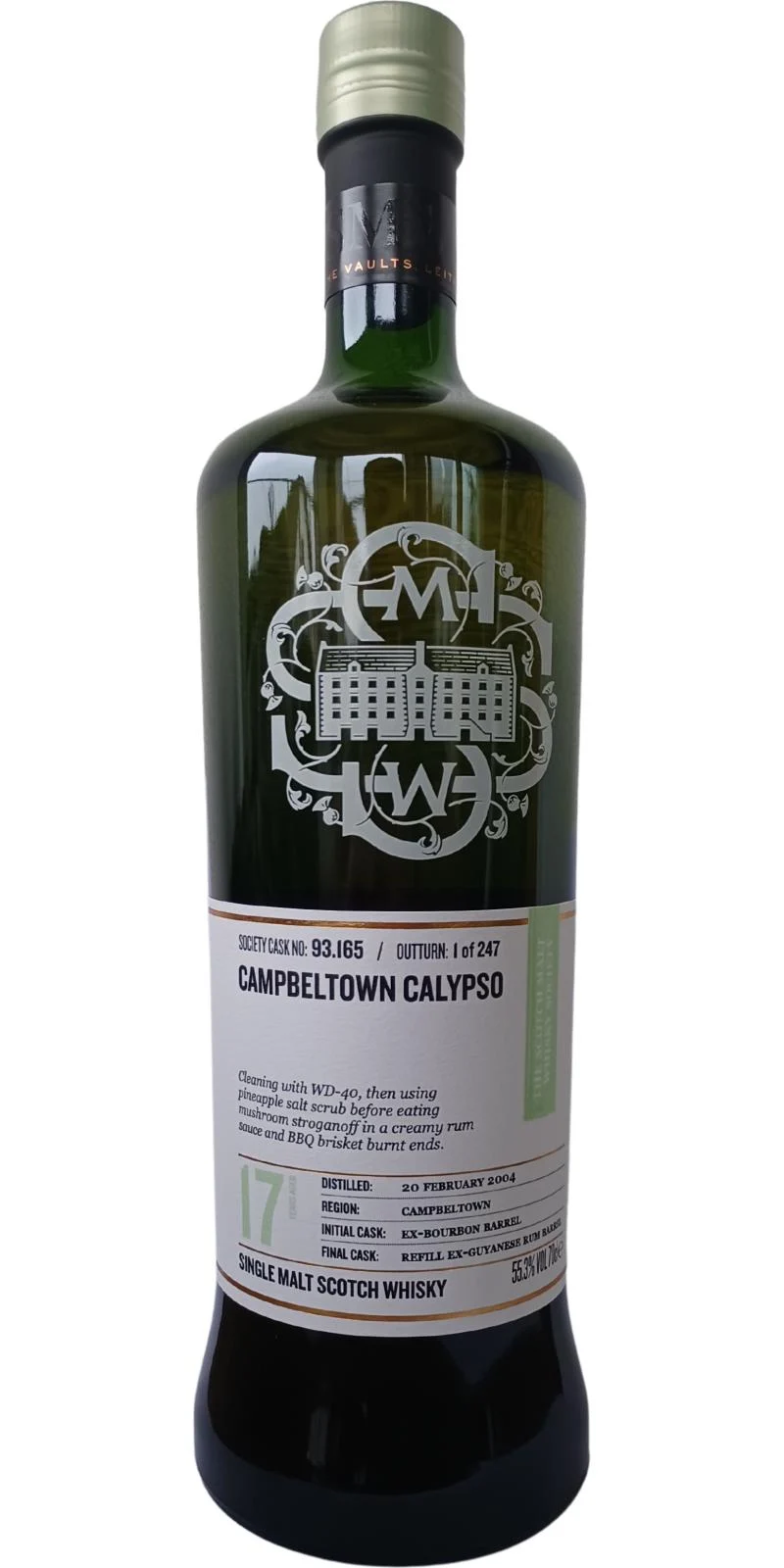 Glen Scotia 2004 SMWS 93.165 Campbeltown calypso 17 Year Old 2021 Release (Cask #93.165) Single Malt Scotch Whisky | 700ML - Whiskey