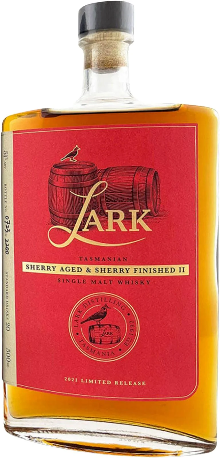 Lark Sherry Aged & Sherry Finished II Limited Release 2021 Release Single Malt Whisky | 500ML - Whiskey