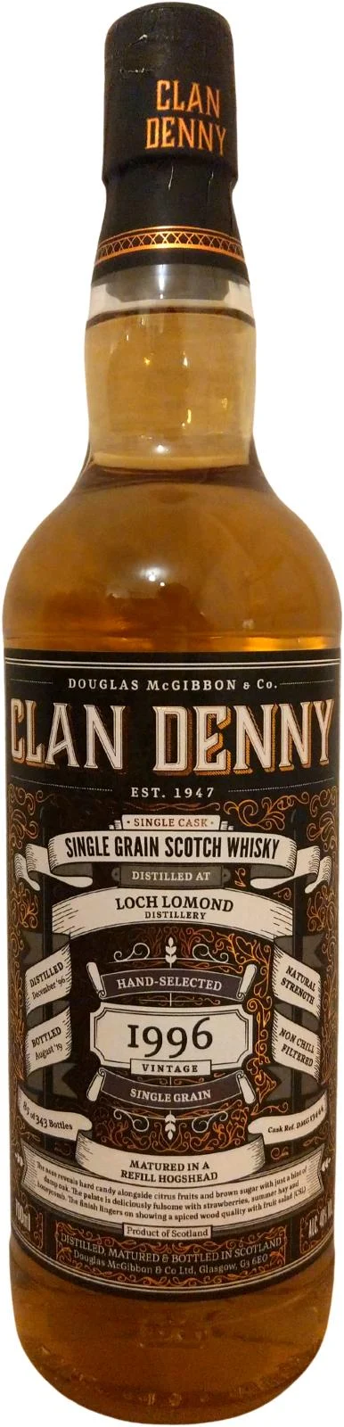 Loch Lomond 1996 (Douglas McGibbon) Clan Denny (Cask #DMG 13444) 22 Year Old 2019 Release Single Grain Scotch Whisky | 700ML - Whiskey