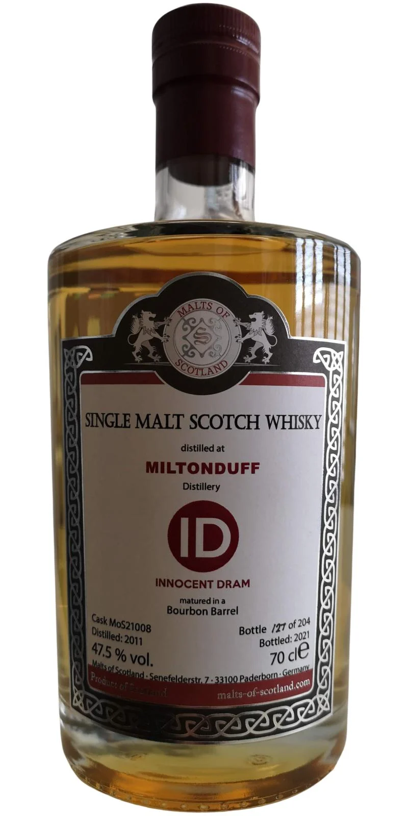 Miltonduff 2011 MoS Innocent Dram 2021 Release (Cask #MoS 21008) Single Malt Scotch Whisky | 700ML - Whiskey