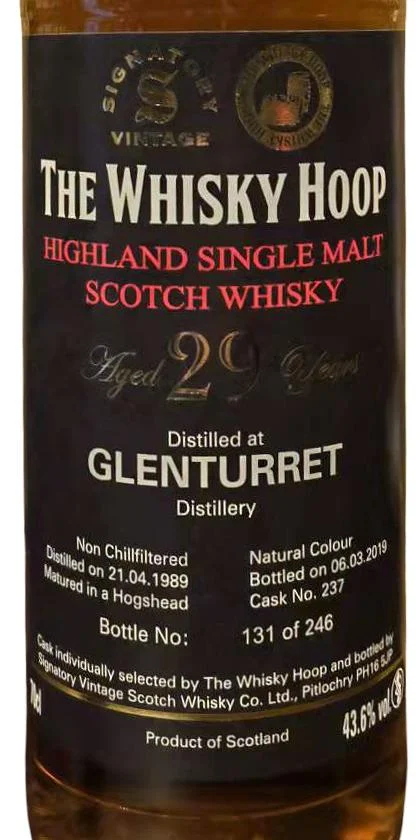 Glenturret 1989 (Signatory Vintage) The Whisky Hoop (Cask #237) 29 Year Old 2019 Release Single Malt Scotch Whisky | 700ML - Whiskey