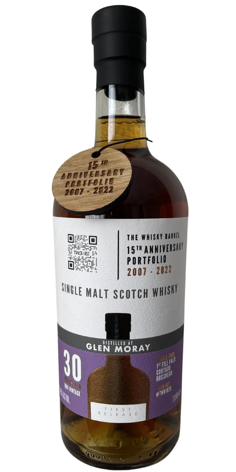 Glen Moray 1991 (The Whisky Barrel) 15th Anniversary Portfolio Series 30 Year Old Scotch Whisky | 700ML - Whiskey