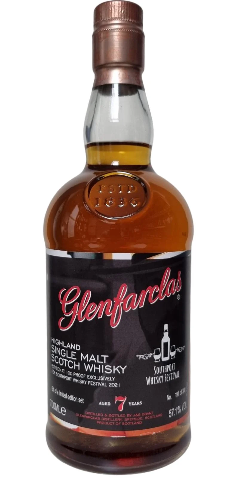 Glenfarclas 5th of a limited edition set 7 Year Old 2021 Release Single Malt Scotch Whisky | 700ML - Whiskey