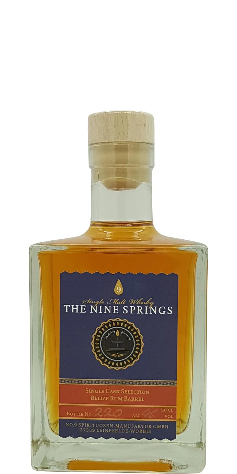 The Nine Springs Single Cask Selection Rum Barrel Single Malt Whisky | 500ML - Whiskey