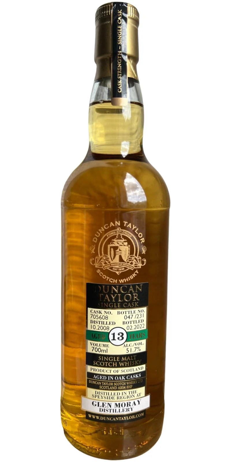 Glen Moray 2008 (Duncan Taylor) 13 Year Old Scotch Whisky | 700ML - Whiskey