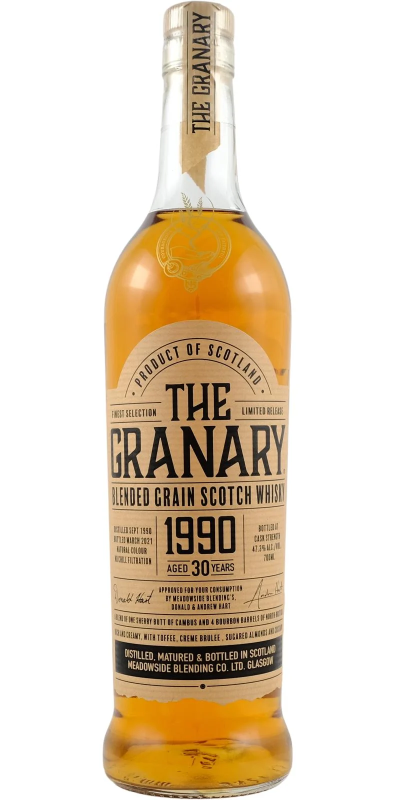 The Granary 1990 MBl Blended Grain Whisky 30 Year Old 2021 Release Single Malt Scotch Whisky | 700ML - Whiskey