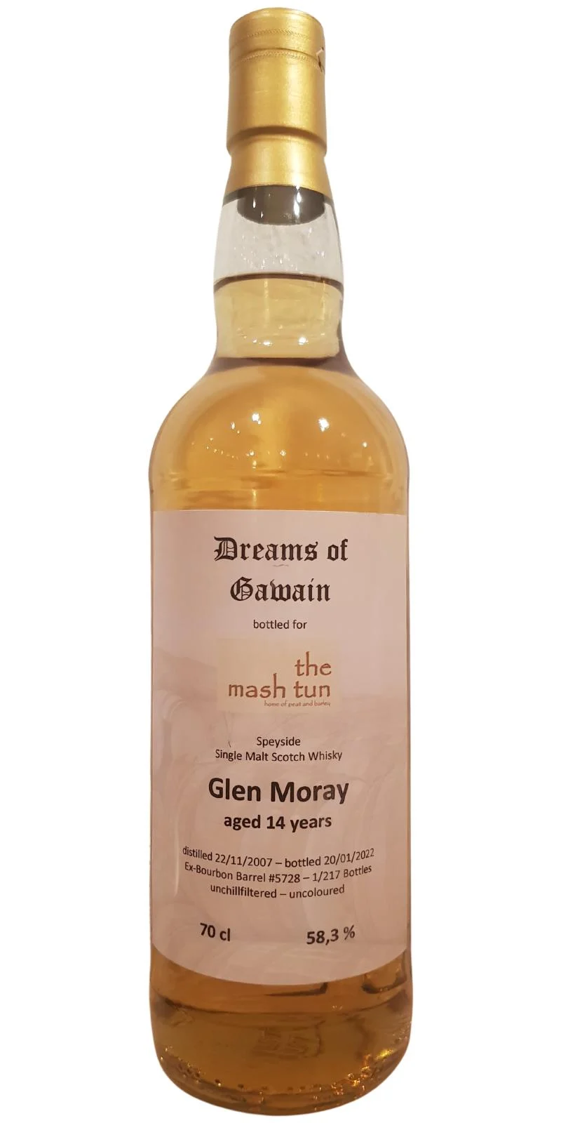 Glen Moray 2007 Dreams of Gawain The Mash Tun 14 Year Old Scotch Whisky | 700ML - Whiskey