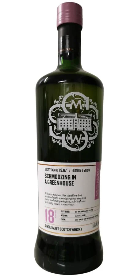 Glen Garioch 2003 SMWS 19.67 Schmoozing in a greenhouse 18 Year Old 2021 Release (Cask #19.67) Single Malt Scotch Whisky | 700ML - Whiskey