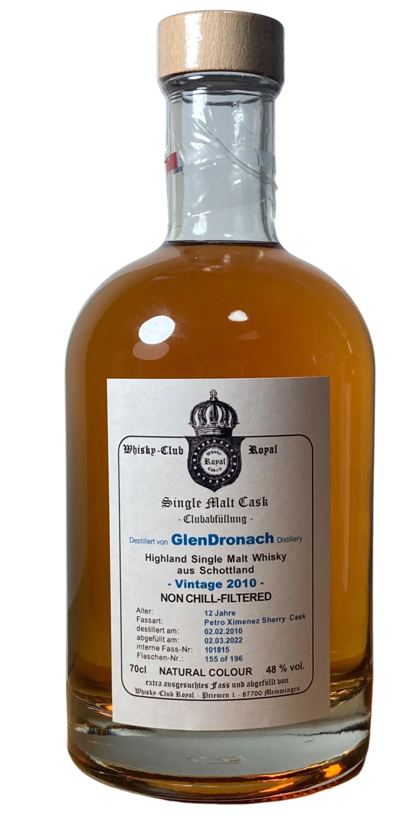 Glendronach 2010 (Whisky Club Royal) 12 Year Old Club Filling Scotch Whisky | 700ML - Whiskey