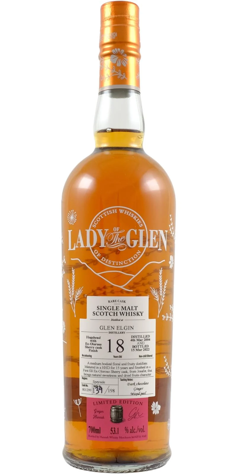 Glen Elgin 2004 (Lady of the Glen) 18 Year Old Rare Cask Scotch Whisky | 700ML - Whiskey