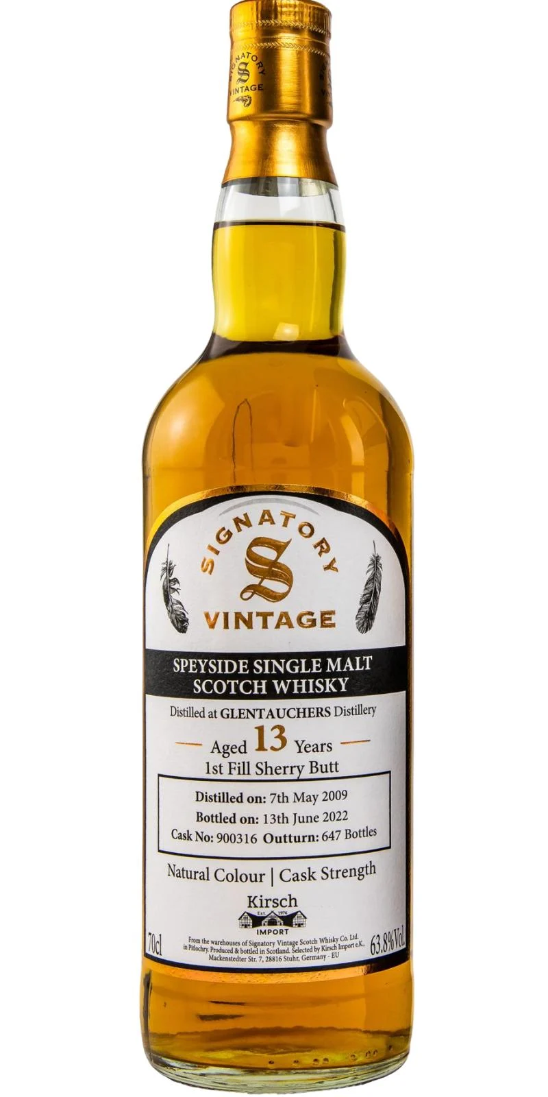 Glentauchers 2009 (Añada firmante) 13 años Color natural | Whisky escocés con fuerza en barrica | 700ML