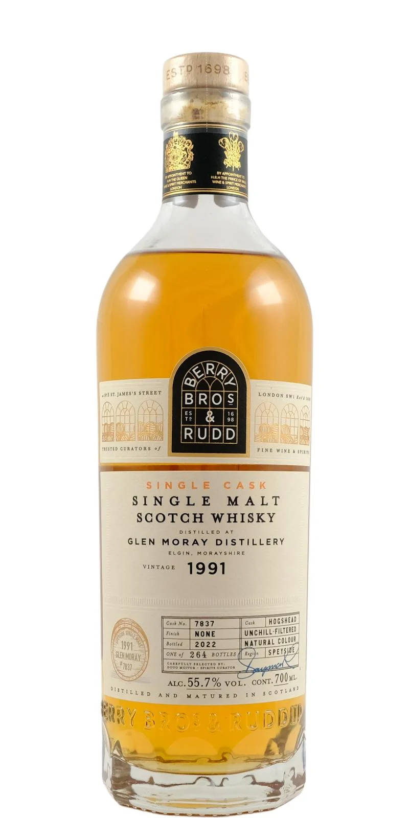 Glen Moray 1991 (Berry Bros & Rudd) Whisky escocés de malta única | 700ML