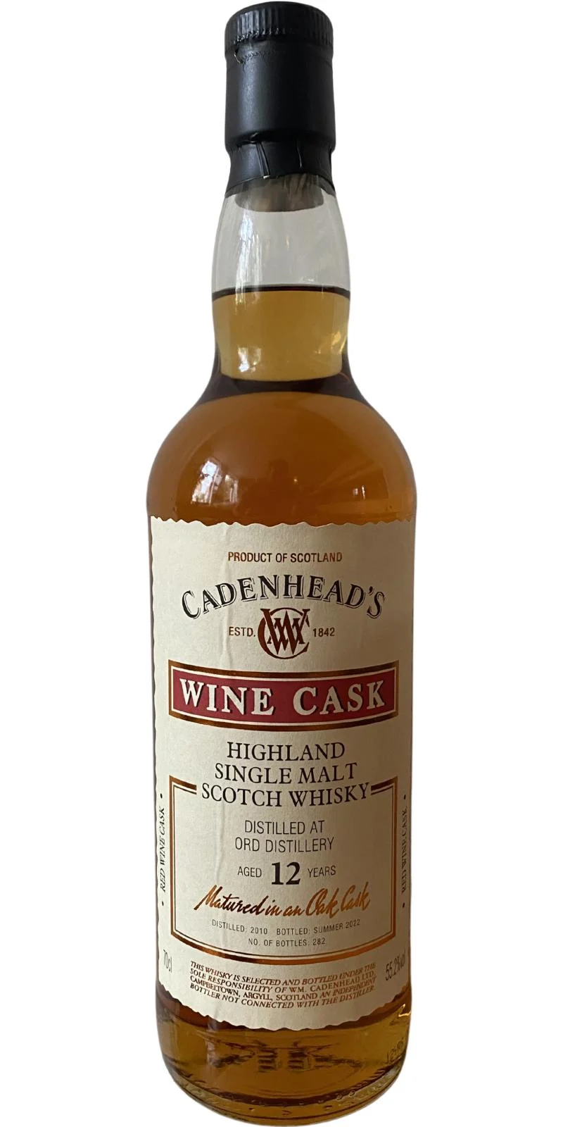 Glen Ord 2010 (Cadenhead's) Wood Range - Wine Cask 12 Year Old Scotch Whisky | 700ML