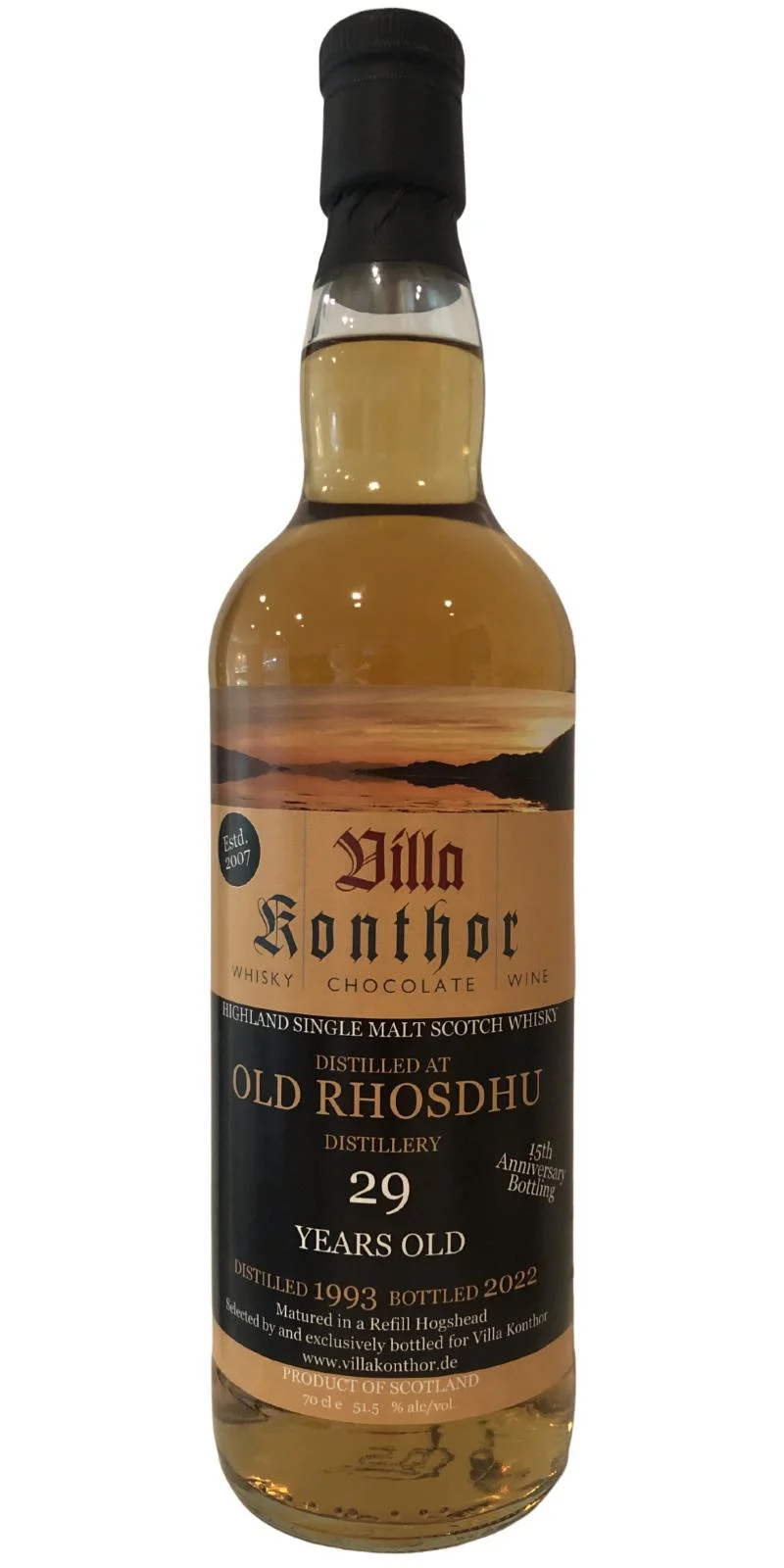 Old Rhosdhu 1993 (Villa Konthor) 15th Anniversary Bottling 29 Year Old Scotch Whisky | 700ML - Whiskey