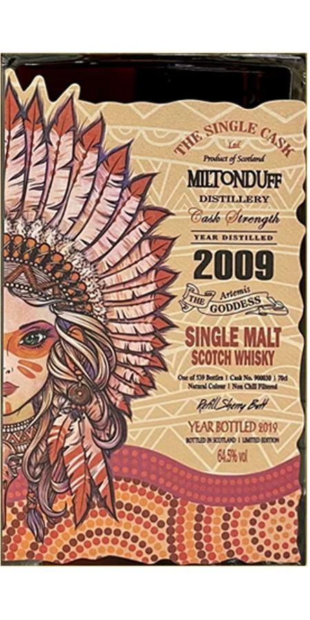 Miltonduff 2009 (The Single Cask Ltd.) Artemis the Goddess (Cask #900030) 2019 Release Single Malt Scotch Whisky | 700ML - Whiskey
