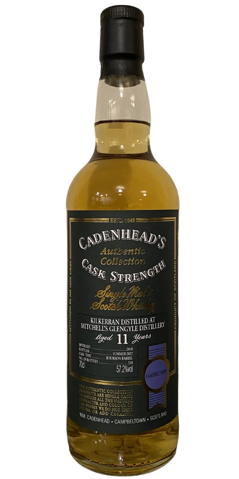 Kilkerran 2010 (Cadenhead's) 11 Year Old Authentic Collection Scotch Whisky | 700ML