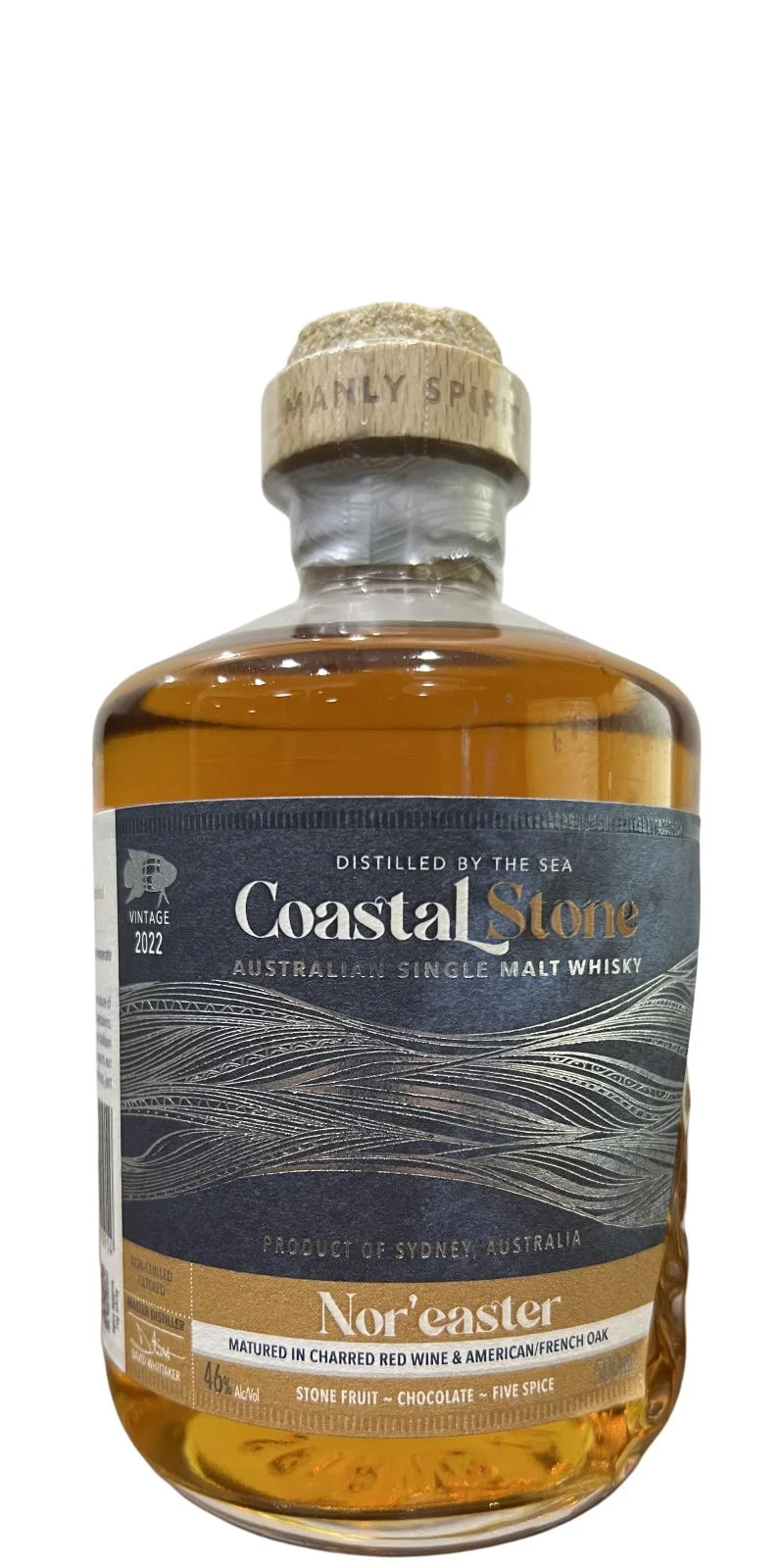 Manly Spirits Coastal Stone Nor'easter Australian Single Malt Whisky | 500ML - Whiskey